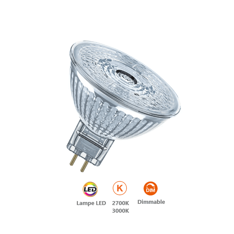 LAMPE LED MR16 GU5.3 OSRAM 5W 927 2700K 3000K 12V Dim